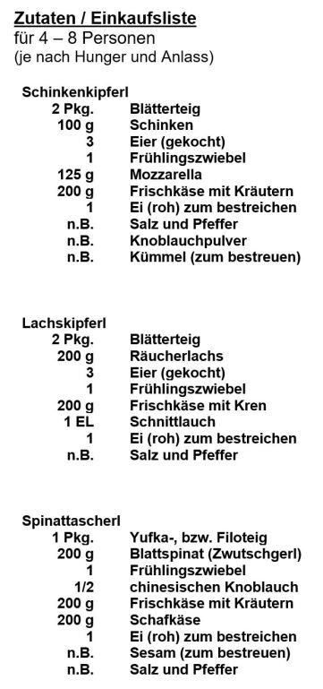 Zutaten - Snack-Trilogie