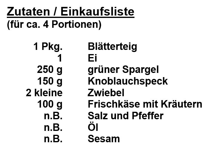 Zutaten - Spargelstrudel