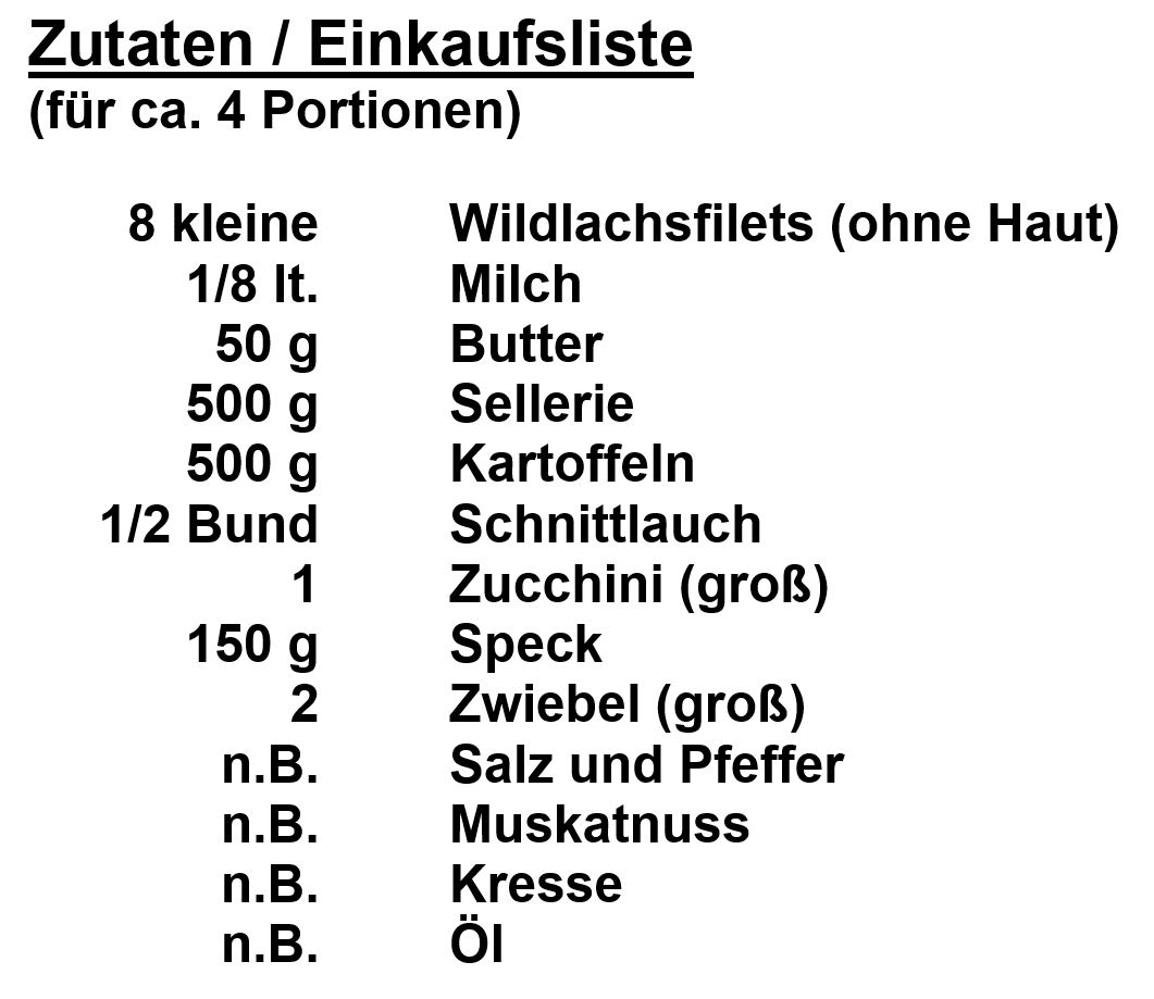 Zutaten - Lachs auf Püree