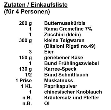 Zutaten Nudelauflauf