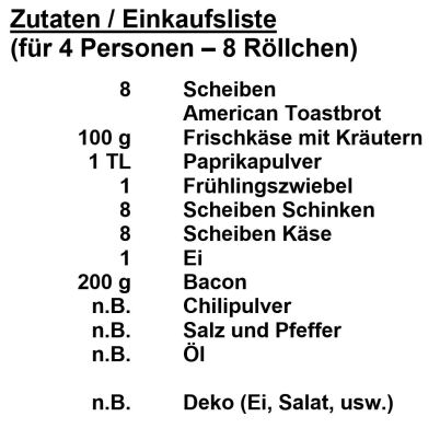 Zutaten - French Rolls