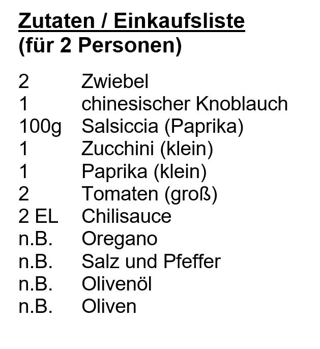 Zutaten - Tagliatelle con Salsiccia