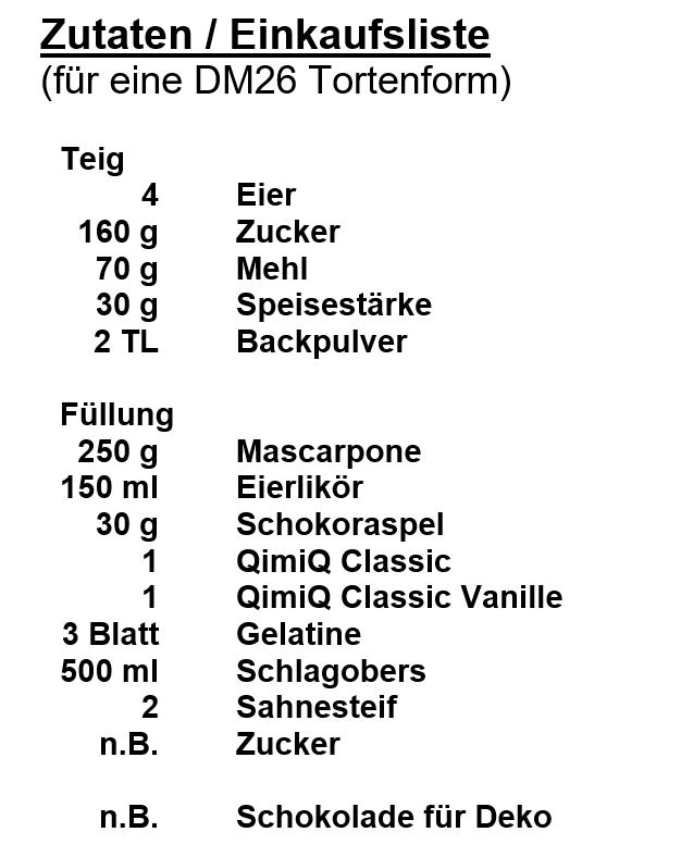 Zutaten-Eierlikörtorte