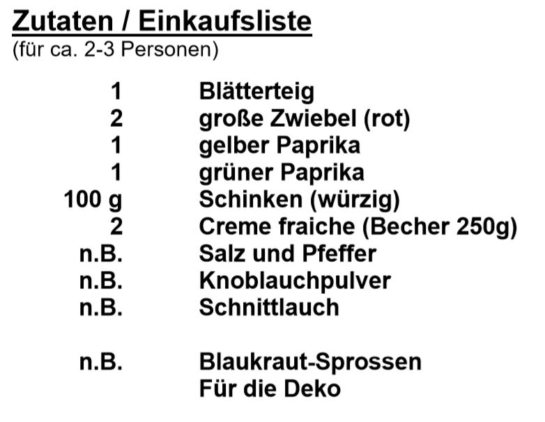 Zutaten - Flammkuchen