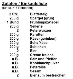 Zutaten - Spargel-Gemüse Strudel