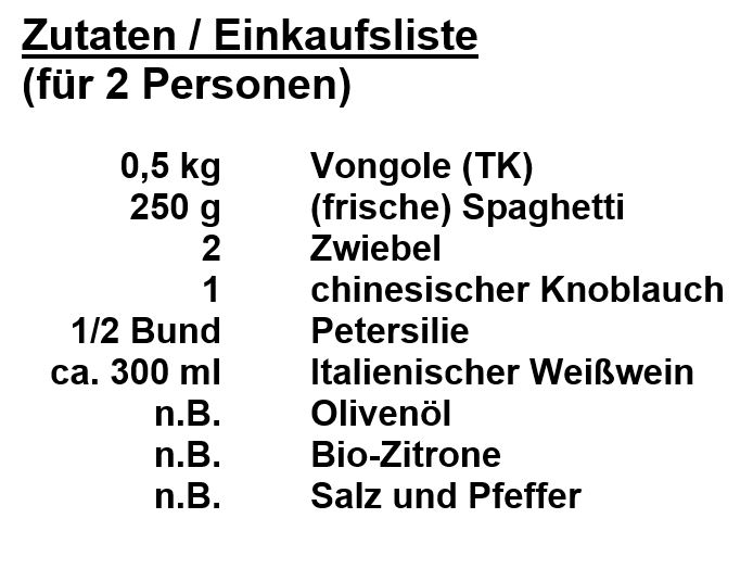 Zutaten - Spaghetti alla vongole