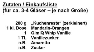 Zutaten-Schichtdessert